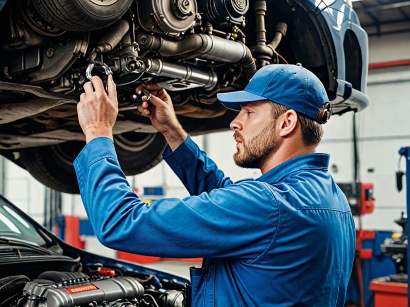 Mechanic working on vehicle engine